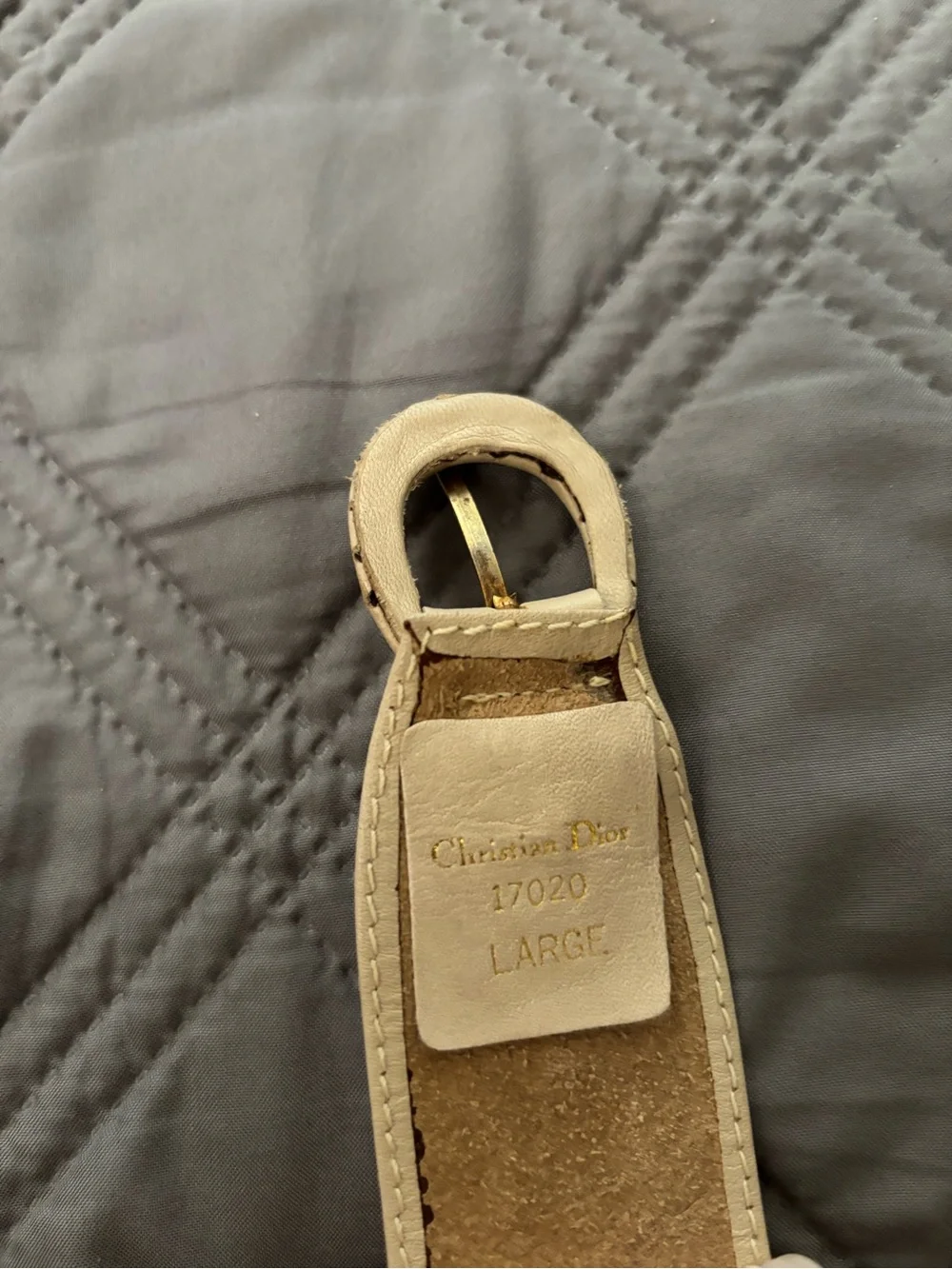 Dior Cream Vintage Leather Belt with Gold-Tone Buckle